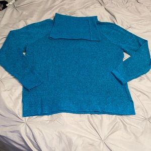 LOFT Super soft and cozy teal cowl neck tunic sweater sz large🦋💕